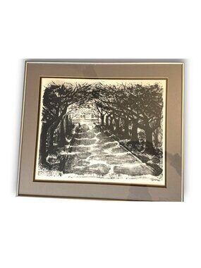 Vintage Limited Edition Lithograph Print Sharon McGinnis Wooded Path